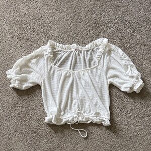 Free People White Ruffled Crop Top